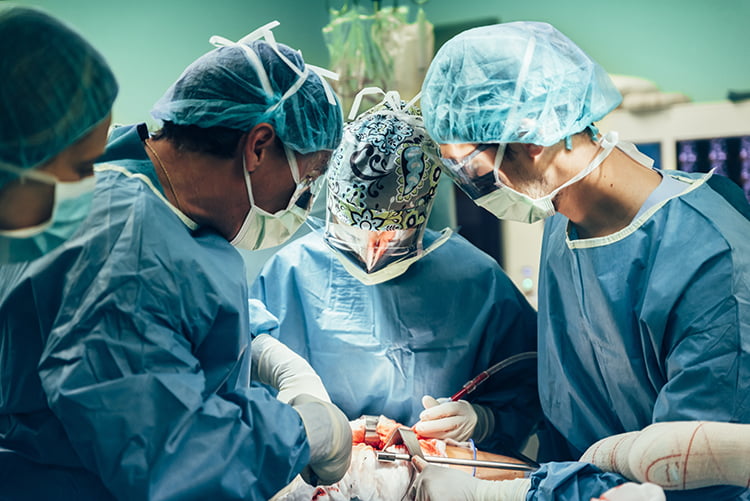 Team of Surgeons Operating in the Hospital.