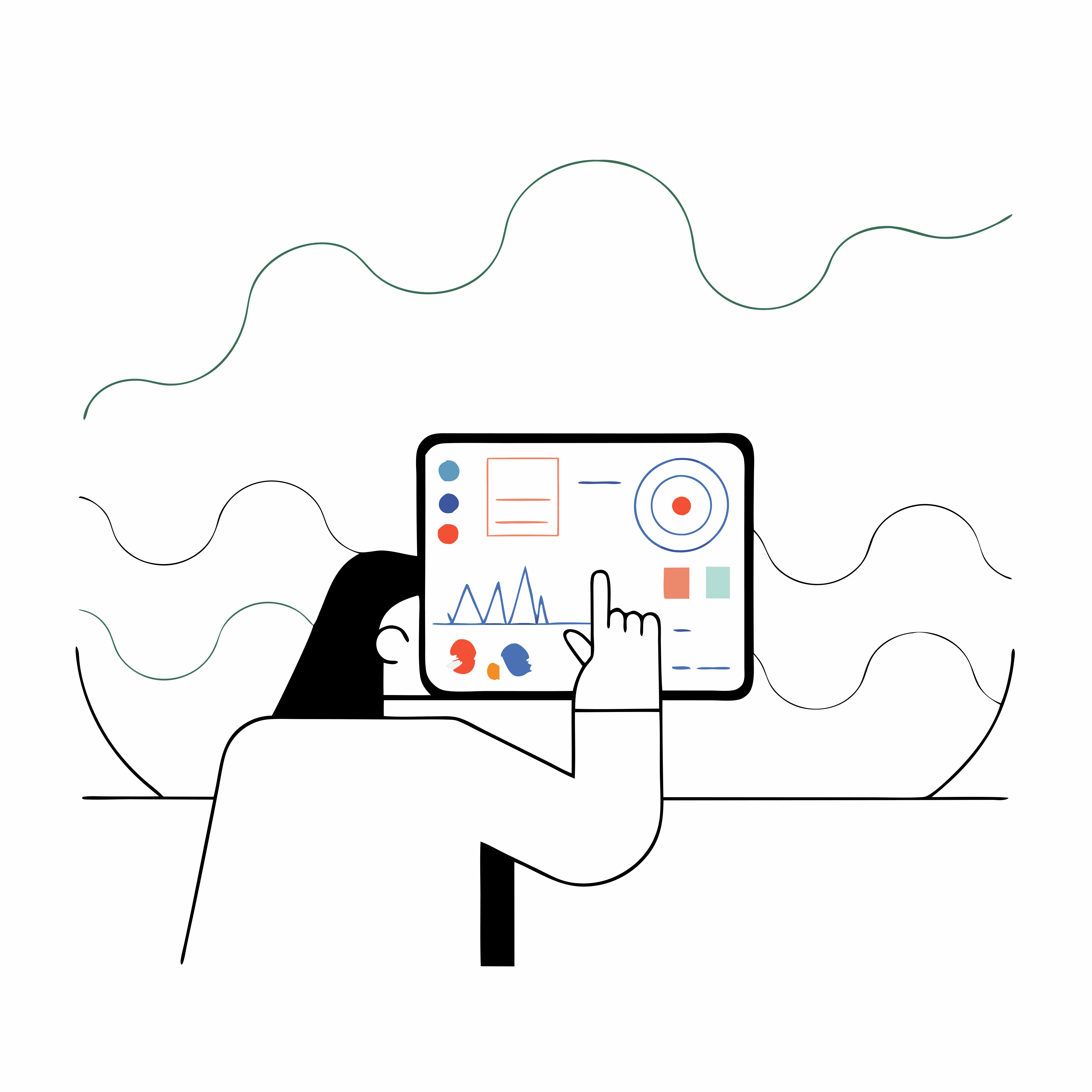 Illustration of a person clicking a computer screen